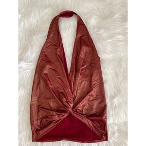 Ginger-G, Burgundy and Gold Shimmer Halter Tank Top